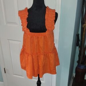 NWT Entro Vibrant Orange Ruffled Blouse